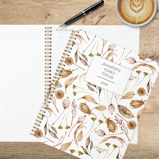 Agenda Bohemian Brown & White Floral  (Criador carregado)