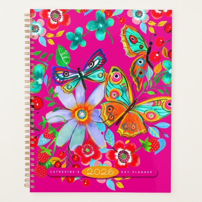 Agenda Bohemian Butterfly Floral 2026 Day Planner (Frente)