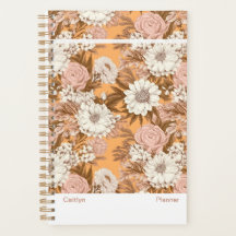 Bohemian Modern Orange and Peach Floral Planner