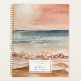 Agenda Boho Beach Waves Sand Sun Watercolor