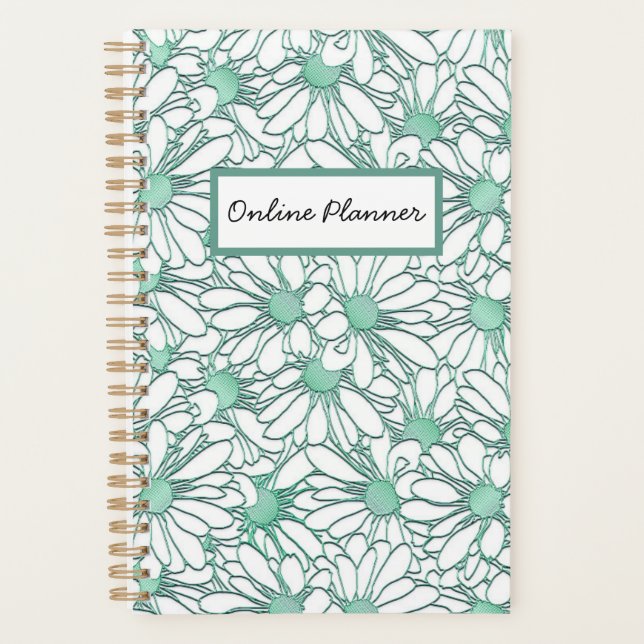 Agenda Boho Blue Daisy Pattery Online Business Planner (Frente)