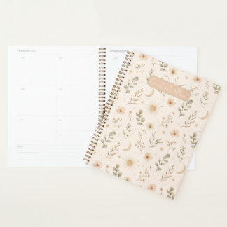 Agenda Boho Boêmio Floral Lua Sol Botânico