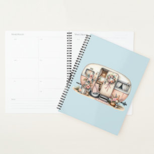 Agenda Boho Camper com Floral Wreath & Pastels Rosa