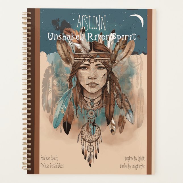 Agenda Boho Chic Espírito Nativo - Penas, Apanhadores de  (Frente)