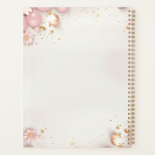 Agenda Boho Chic Rosa Pastel e Urso de Pelúcia Marrom