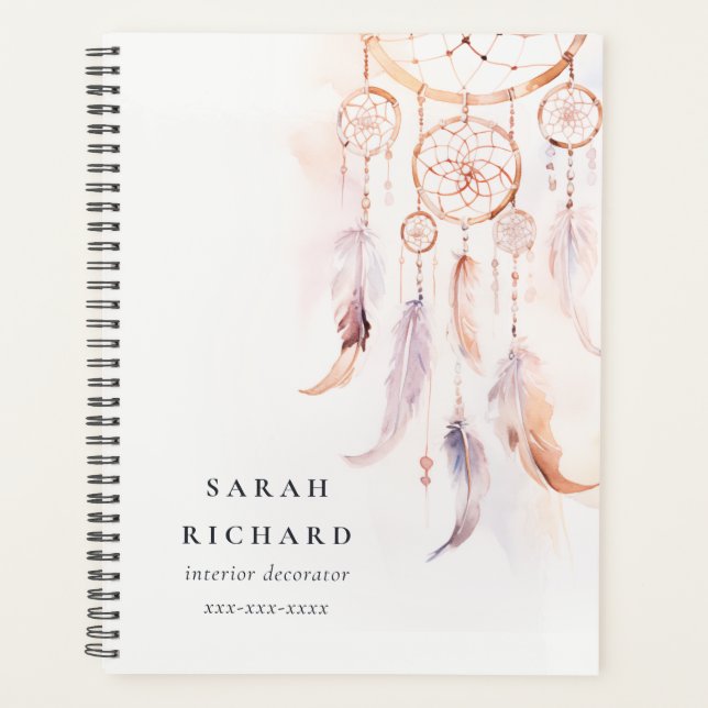 Agenda Boho Dreamcatcher Watercolor Lilac Blush Peach (Frente)
