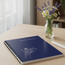 Agenda Boho Flor Silvestre Personalizado Presente Azul-Ma