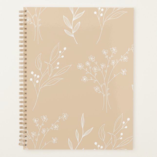 Agenda Boho Floral Boho Casado de Cantinho Branco Beige (Frente)