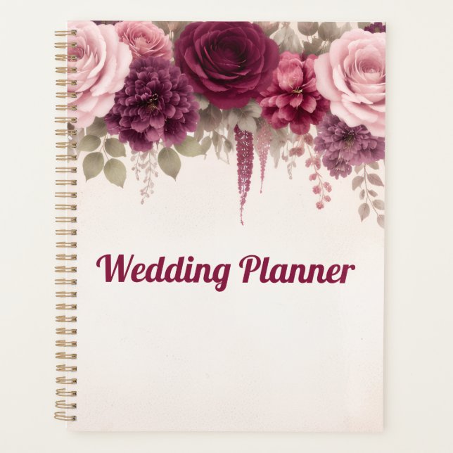 Agenda Boho Floral Elegant Wedding  (Frente)