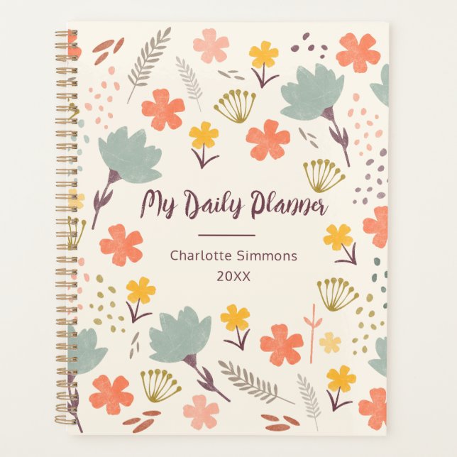 Agenda Boho Girly Personalised Daily Planner (Frente)