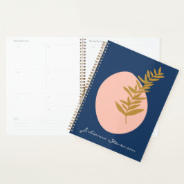 Agenda Boho Modern Abstrato Botanical Art Blue Personaliz