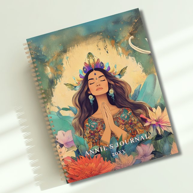 Agenda Boho Mystic Spiritual Woman Illustration  (Boho Mystic Spiritual Woman Illustration Planner with your Name or Text)