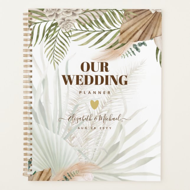 Agenda BoHO Pampas Grass Beige Green Terracotta Casamento (Frente)