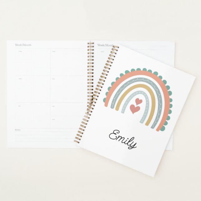 Agenda Boho Pastel Modern Elegante Personaliza O Arco-Íri (Exibição)