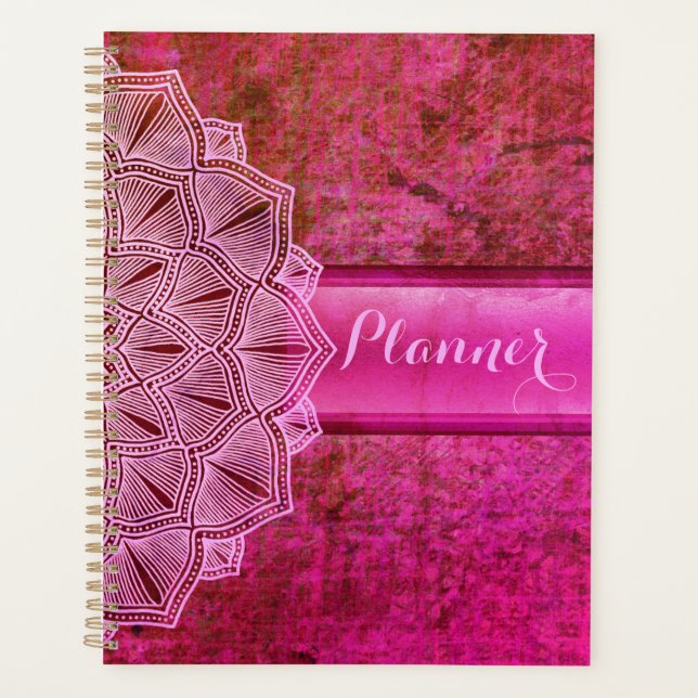 Agenda Boho Pink Mandala Grande Planner (Frente)