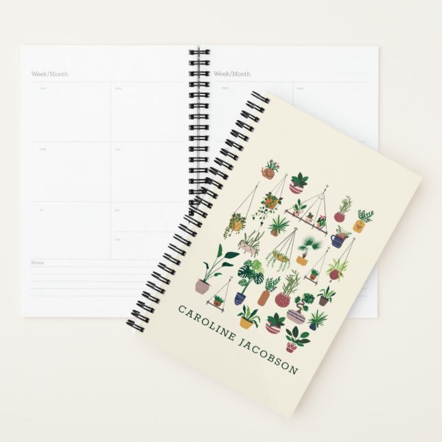 Agenda Boho Plant Lady Modern Family Monogrammed (Exibição)