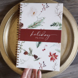 Agenda Boho Poinsettia Pine Holly Feriado de Natal
