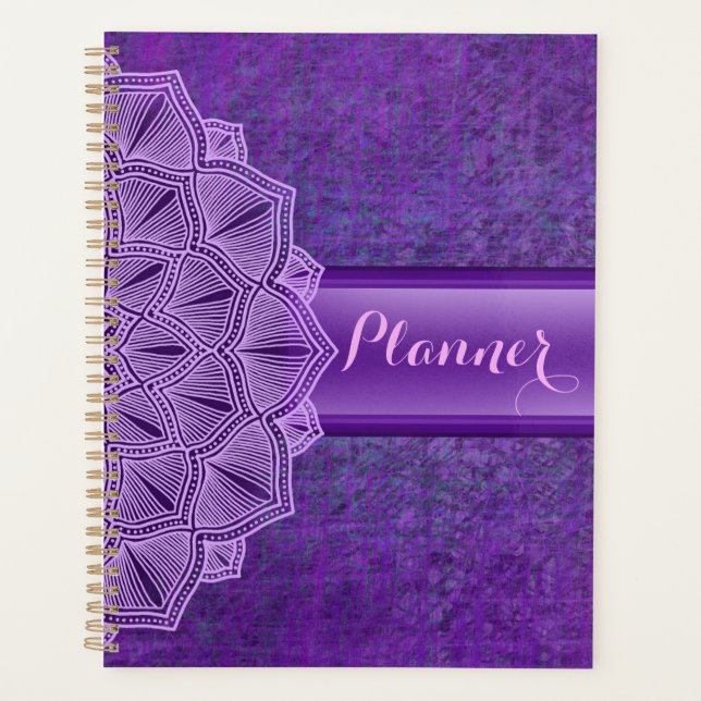 Agenda Boho Purple Mandala - Grande Planeador (Frente)