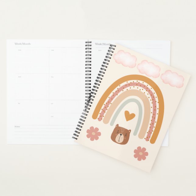 Agenda Boho Rainbow & Bear Nursery Art | Neutral Baby  (Exibição)