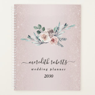 Agenda Boho Rosas Pink em Pó com Brilho Blush Anuais