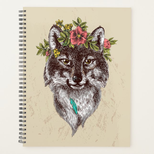 Agenda Boho Style Wolf Halo Retrato (Frente)