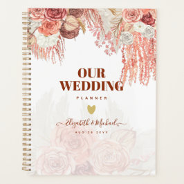 Agenda Boho Terracotta Rosa Pampas Grass Casamento Floral