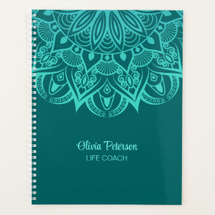 Agenda Boho Turquoise e Teal Mandala Life Coach Planner