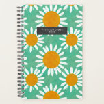 Agenda Boho Watercolor Daisies<br><div class="desc">Disições de tamanho excessivo sobre um fundo verde.</div>