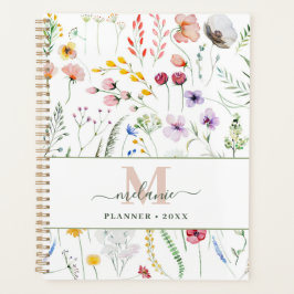 Agenda Boho Wildflower Custom Name Monograma