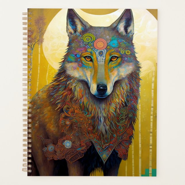 Agenda Boho Wolf Surreal Willife Art (Frente)