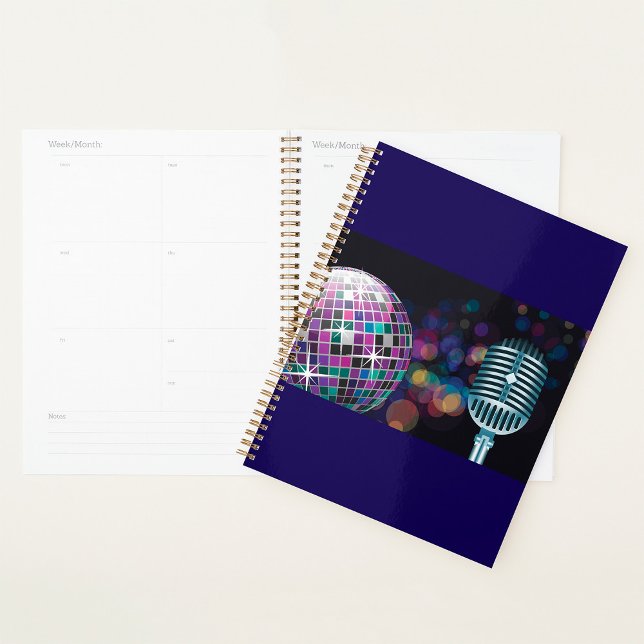 Agenda Bola de Disco Retro e Microfone Antigo (Criador carregado)