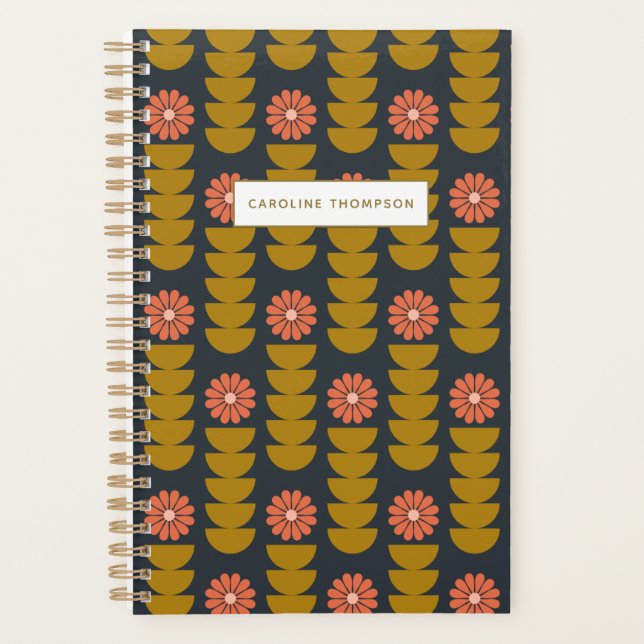 Agenda Bold Boho Botânico Personalizado Geométrico (Frente)