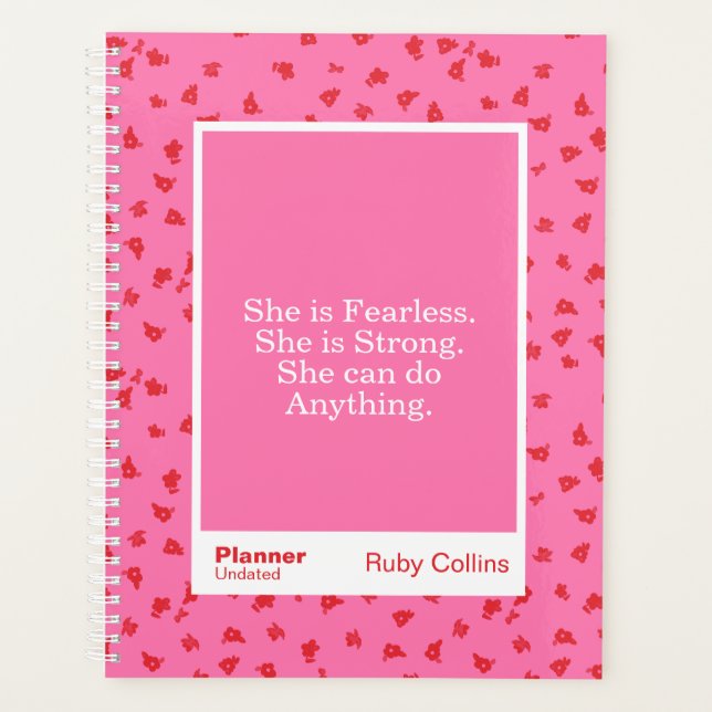 Agenda Bold Pink Floral Inspirational Quote (Frente)