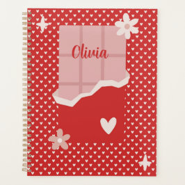 Agenda Bold Red Heart Love Design - Perfeito para Gi Pers