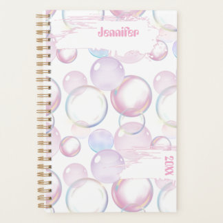 Agenda Bolhas Coloridas Fofas Nome e Data Personalizados