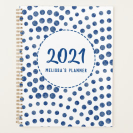 Agenda Bolinhas Blue Girly Modern Personalizado Anualment
