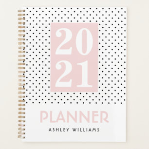 Agenda Bolinhas branca na moda preto-e-