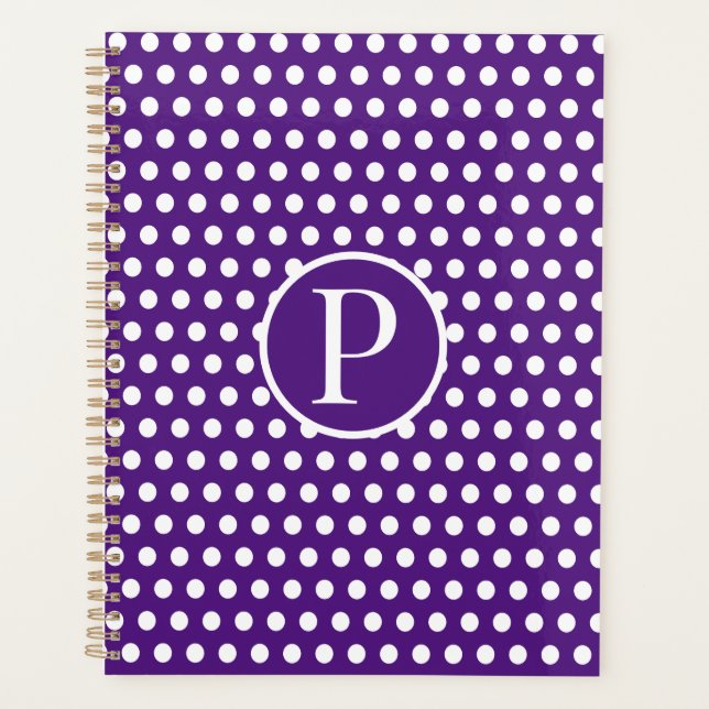 Agenda Bolinhas inicial Clássica de Letra Púrpura Púrpura (Frente)