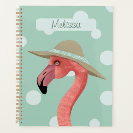 Agenda Bolinhas Reproduzíveis de Pássaro Flamingo Rosa