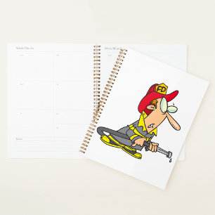 Agenda Bombeiro engraçado com resposta de emergência