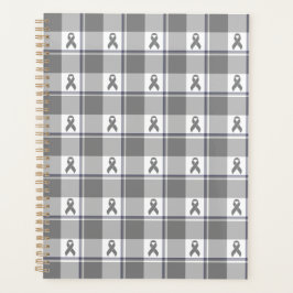 Agenda Bone Cancer Awareness Plaid Gray Ribbon