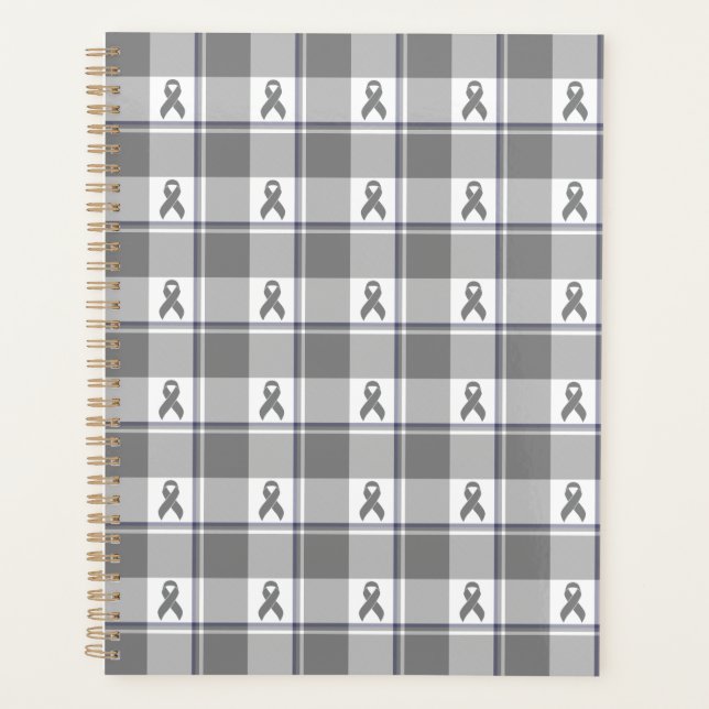 Agenda Bone Cancer Awareness Plaid Gray Ribbon (Frente)