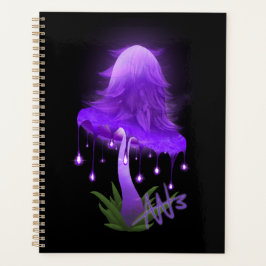 Agenda Boné de tinta elegante, brilhando em cogumelo roxo