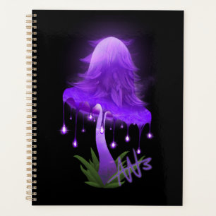 Agenda Boné de tinta elegante, brilhando em cogumelo roxo