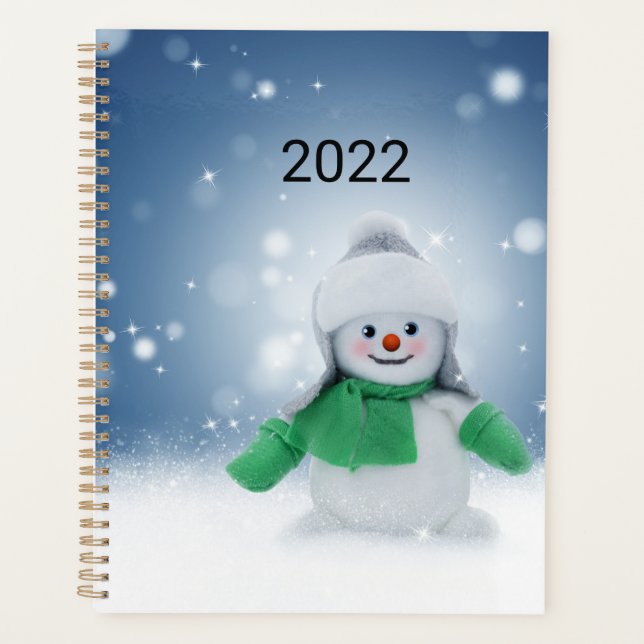 Agenda Boneco de neve com um cachecol verde  (Frente)