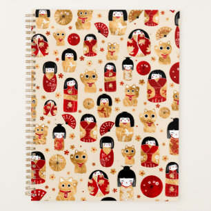 Agenda Bonecos Japoneses - Gatos Kokeshi e Maneki Neko