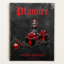 Agenda Bonita Elfo de Natal Gótico.