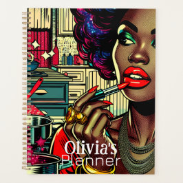 Agenda Bonita Mulher Colocando Lipstick Personalizado
