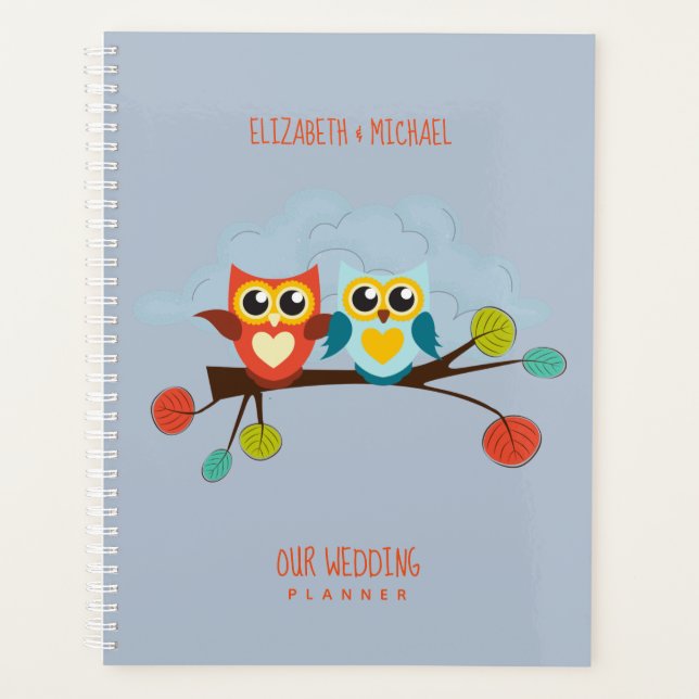 Agenda Bonita OWLS Pensou Casamento Laranja Azul (Frente)