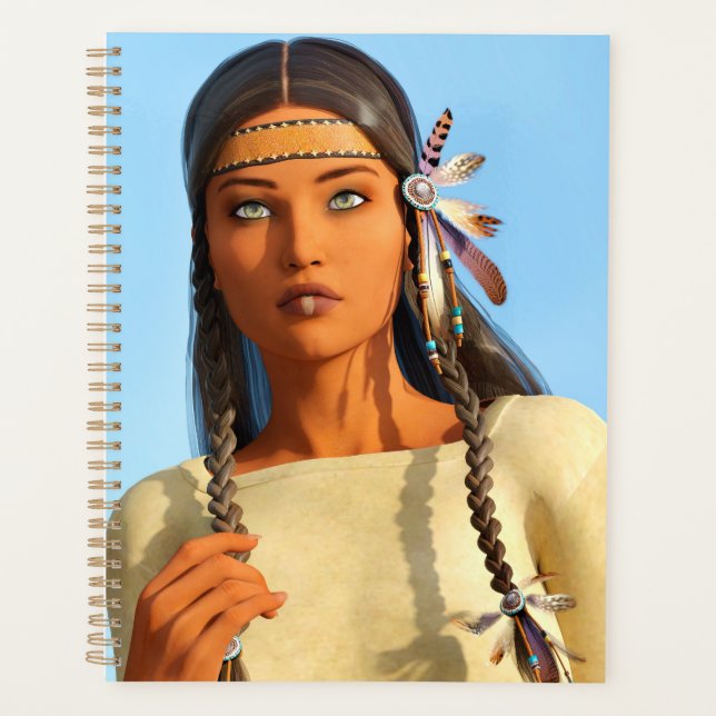 Agenda Bonita roupa de Indígenas de mulher nativa america (Frente)
